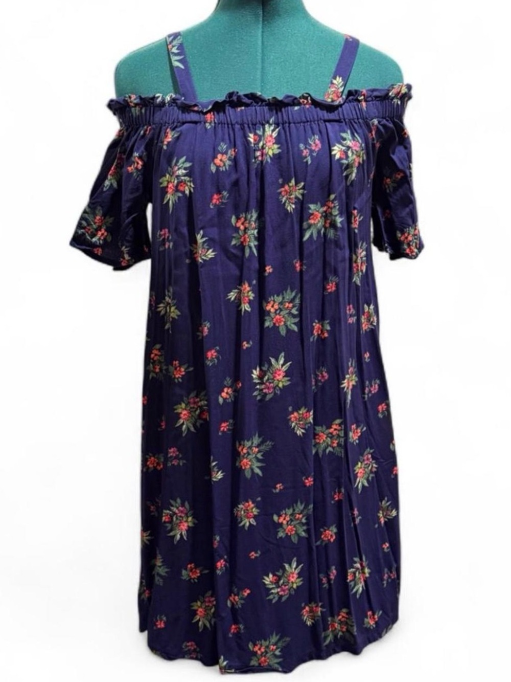 Peyton&Parker Navy Floral Off-Shoulder Mini Dress with Straps